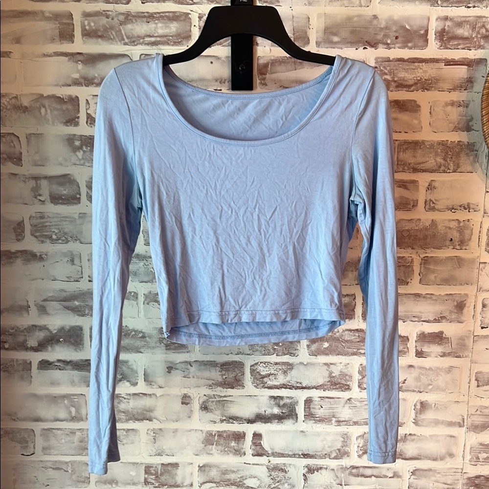 Source Unknown Blue Fitted Crop Blouse